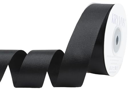 Black Satin Ribbon 1 inch X Continuous 25 Yards, Single Face Polyester Ribbon Perfect for Gift Wrapping, Flower Bouquet, Wedding Decor, Crafts, Bow Making, Sewing and More