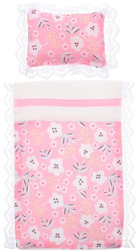 JOINPAYA Doll House Bedding Kit Miniature Bed Sheet and Pillow Set for 1/12 Scale Dollhouse Bedroom Accessories Home Decoration