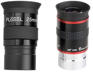 SVBONY 25mm Telescope Eyepiece 40 Degree Field of View Bundle with 68 Degree Ultra Wide Angle Eyepiece 6mm Telescope Eyepiece