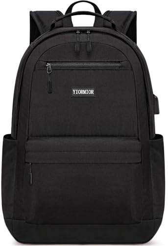 YIORMIOR Zaino Uomo Donna, Zaino Scuola Superiore Media Università Zaino Porta Pc Uomo da 15.6 Pollici Con Porta Usb Impermeabile