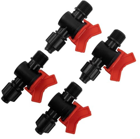 Fauhapyway Cerradura de válvula de bola de riego de jardín de 16 mm a 1/2 pulgada y 20 mm a 3/4 pulgadas para tuberías de polietileno agrícola, sistema de línea de goteo industrial, conector de 4