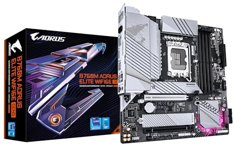 GIGABYTE B760M AORUS ELITE WIFI6E GEN5 Scheda Madre – Compatibile con CPU Intel Core 14ª generazione, VRM digitale a 12+1+1 fasi, fino a 5600 MHz DDR5, 2 x M.2 PCIe 4.0, Wi-Fi 6E, LAN 2.5 GbE