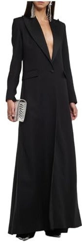 Cdkoke Women's Long Blazer One Button Suit Dress Coat for Party Wedding
