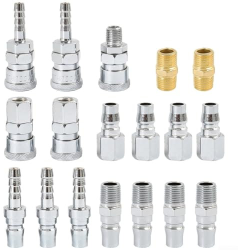 Juego de acoplamientos rápidos neumáticos, 18 unidades, 8 tamaños, accesorios de manguera de aire para herramientas neumáticas, compresores y sistemas automotrices