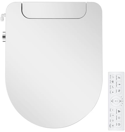 IYTATA Electric Bidet Toilet Seat, Round, Warm Water with Air Dryer, Heated Seat and Slow Close Lid, Front and Rear Wash, LED Nightlight, Wireless Remote, White, 101D