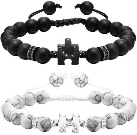 Progettazione Di Puzzle Bracciali Coppia, 2 Pezzi Bracciale Di Coppia A Puzzle Yin E Yang Bracciali Puzzle Cuore Regolabile Braccialetti Coppia Personalizzato Diamante Braccialetti Per Lui Partner