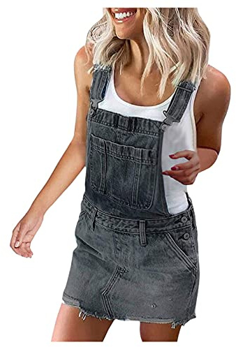 Hängselklänning dam jeans, rockabilly klänningar dam rygglös hängselkjol justerbar rem overallklänning ärmlös miniklänning ledig festklänning korta hängselbyxor klänning elegant jeansklänning