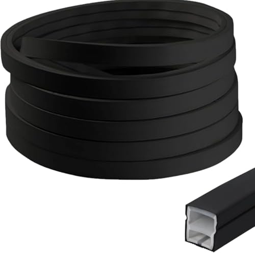 CiCixixi Profilo Silicone LED Nero 5m, Canale Diffusore Flessibile 16×16mm per Strisce LED, Copertura Impermeabile per Pannelli Acustici con Tappi Terminali e Clip di Montaggio, Luce Neon Uniforme