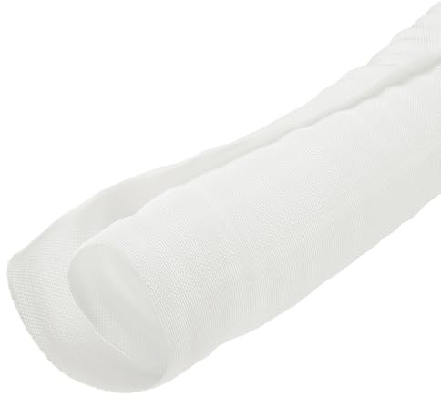 QUARKZMAN Flätad mantel, 7 fot (2 m) - 2 (50 mm) flätad delad kabelmantel för kabelhantering av bilar vävd för multikabelhantering, vit