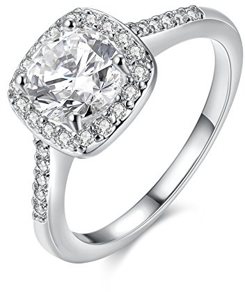 Uloveido Women's Sparky Cubic Zirconia Simulated Birthstone Solitaire Ring Wedding Engagement