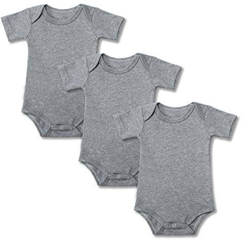 BINIDUCKLING Baby Bodysuit Short Sleeve Romper Unisex Baby Vest Cotton One-Piece for Newborn Pack-3 0-24 Months