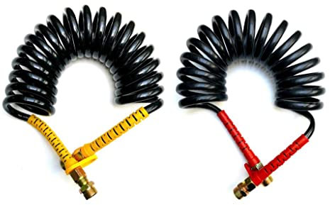 MelTruck® 2x Luftwendel Druckluftschlauf Spiralschlauch Luftschlauch LKW 2x M22 4,5m
