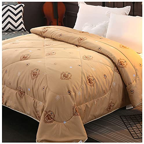 RRNAR Bedding 95% Camel Hair Quilt, Comforter King Size Duvet, 100% Polyester Fabric Thick Warm Comforter, Winter Soft Warm Bed Quilt,Camel a,150x200cm(2kg)