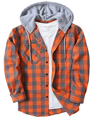 SwissWell Camisas Franela para Hombre Manga Larga Camisa a Cuadros con Capucha Camisa de Trabajo Leñador con Bolsillo