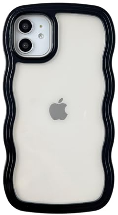 Caseative for iPhone 11 Case,Cute Curly Wave Frame Shape Shockproof Soft Phone Case (Black)