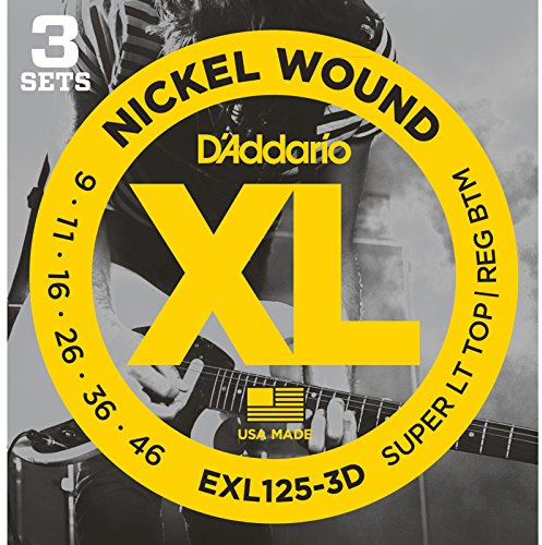 D'Addario E-Git.Saiten EXL125-3D 09-46 Nickel Wound 3er Set