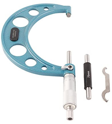 Outside Micrometer Stainless Steel High Accuracy Outside Micrometer Thickness Gauge with Wrench 0.01mm External Micrometer Tool for Accurate Measuring Material Thicknesses (75-100mm)