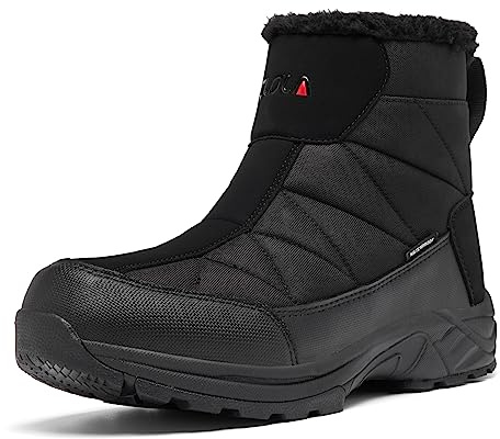 TLOLA Winterschuhe Herren Wasserdicht Warm Gefüttert Schneestiefel Rutschfest Winterstiefel Herren Wanderschuhe Trekkingschuhe Arbeiten Ski Angeln Outdoor Schuhe (Schwarz EU 41)