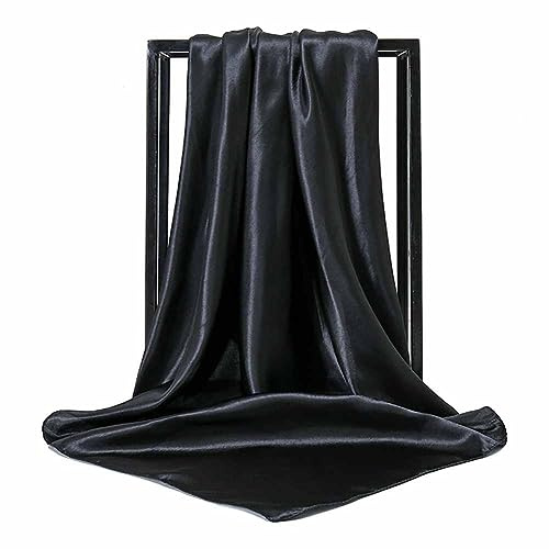 SHTGOI 2 pañuelos de seda para mujer, pañuelo de seda elegante, pañuelo de satén, pañuelo cuadrado de seda, pañuelo de seda de color sólido, pañuelo para la cabeza, bufanda para mujer, partido de