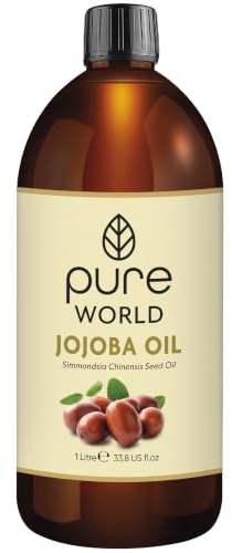 Pure World Jojoba Oil 100% Pure and Undiluted 1 Litre 1000ml. Cold and Freshly Pressed Premium Quality Jojoba Oil – Skin, Nails, Body and Face, Vegan