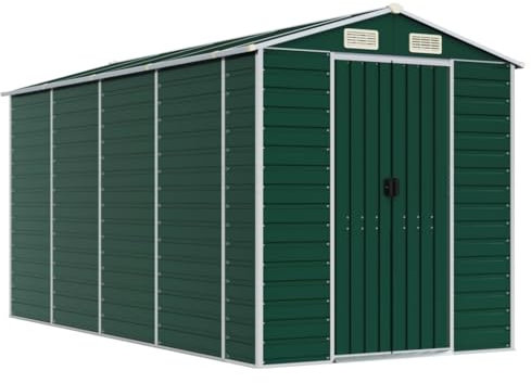 vidaXL Capanno da Giardino Verde 191x385x198 cm in Acciaio Zincato