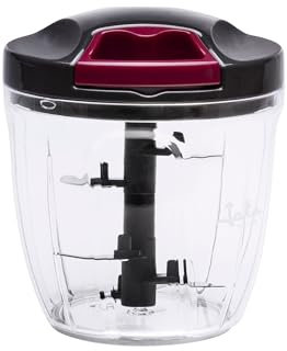 JATA HOGAR HMAQ4506 - Picadora Manual con Cuerda para todo tipo de Alimentos. 4 alturas de corte. Cuchilla de acero inox. 900 ml de capacidad. Incluye tapa y pala para batir