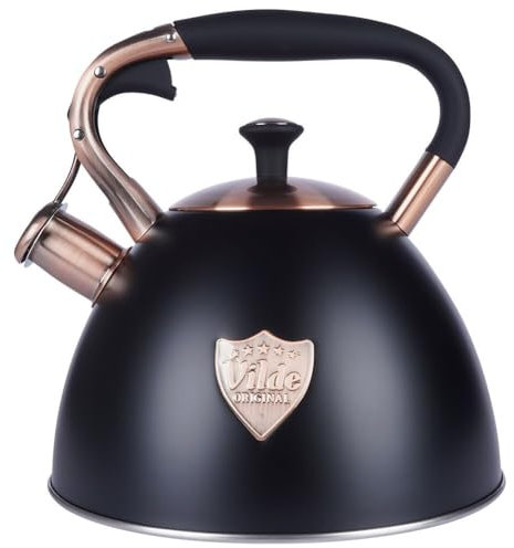 Vilde Wasserkessel Induktion 2 L - Edelstahl Flötenkessel Teekessel für Induktionsherd/Gasherd/Holzofen - Pfeifkessel - Idealer für Tee & Kaffee - Robuster Wasserkessel Camping