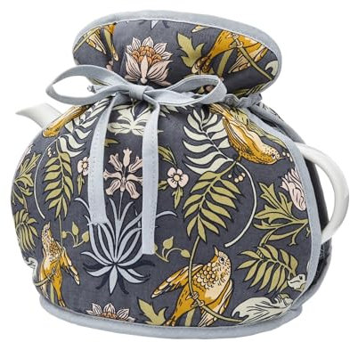 Ulster Weavers - William Morris Muff Tea Cosy (23 x 26 x 18cm) - 100% Cotton - Teapot Warmer with Floral - Vintage Tea Cozy in Navy Blue - William Morris Gifts - Navy Flower & Bird Tea Cosy Cover