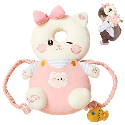 Baby Kopfschutz Rucksack, Babykopfschutz, weichverstellbarer Babykopfschutz für das wandelnde Anti-Schock Atmungsfreie Baby Rückfall-Kopf-Beschützer (Katze) Babyschutz-Rucksack