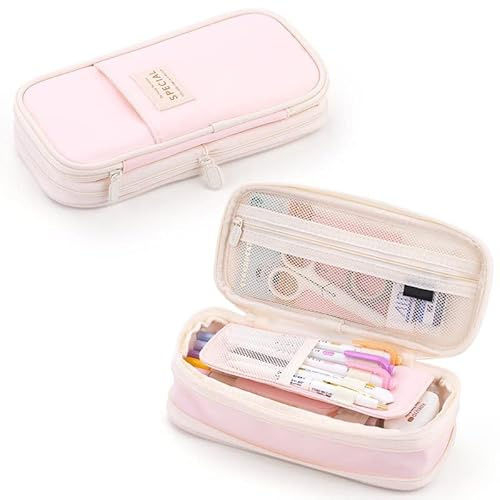 DHSUN Estuche para niñas, estuche para lápices, 4 compartimentos, estuche para adolescentes, adultos, niñas, cosas geniales para adolescentes y niñas, Rosa., Para los estudiantes