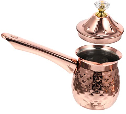 Alipis Caffettiera Turca in Acciaio Resistente 400ml Con Coperchio, Manico Lungo Antigelo, Montalatte Da Fornello Multifunzione Per Latte e Caffè