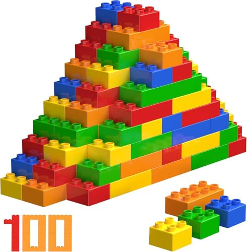 Aubzy 100 Teile Bausteine-Set ab 2 Jahren – Große und sichere Bausteine in 5 Farben | Fördert die Kreativität