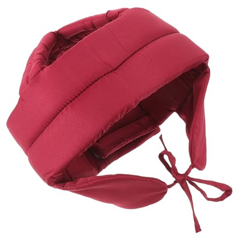 HEMOTON Gorra Protectora Anticaídas para Adultos y Personas Mayores Algodón Rojo, Correas Ajustables y Absorción de Impactos para Deportes y Aventuras al Aire Libre