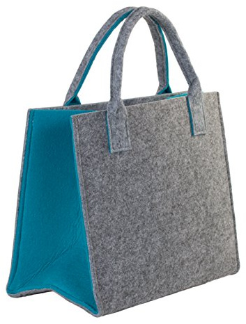 Brandsseller Pratica borsa per il tempo libero, shopping bag in feltro – ca. 35 x 20 x 28 cm – diversi colori, Tessuto, Hellgrau/Petrol, 35 x 20 x 28 cm