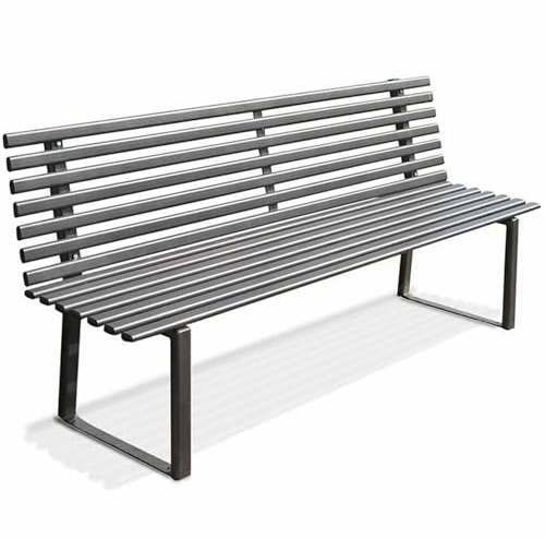 ANDRYS Panchina da Esterno e Giardino - Panca con Schienale in Acciaio Zincato a Freddo - Grigio Antracite 150x50x82cm