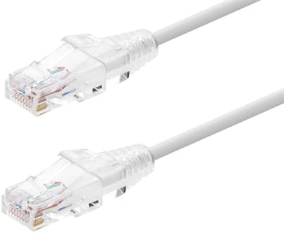 Monoprice Cat6 Ethernet Patch Cable - Snagless, Stranded, 550MHz, UTP, CMR Rated, 28AWG, 25 Feet, White - SlimRun Series