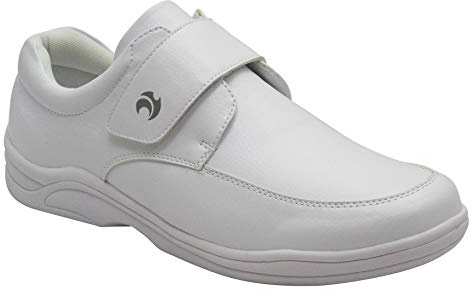 Henselite Mens One Strap Wide Fitting Lawn Bowls Shoes White