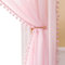 MIULEE Vorhang mit Pompons-Hübsche Rosa Gardinen für Kinderzimmer Mädchen, 2 Stücke Transparent Gardinen mit Pompons für Mädchenzimmer, Durchsichtig Vorhang mit Bommeln, Jeder H 245 X B 140cm