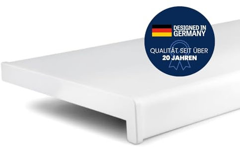 TJ Fensterbank Innen I 20 x 190 cm I weiß I hochwertige PVC Fensterbank mit Seitenabschluss I Fensterbrett kratzfest & feuchtigkeitsundurchlässig I pflegeleichter & langlebiger Fenstersims für Innen