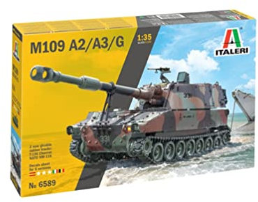 Italeri 6589 6589S 1:35 M-109/A2-A3G Haubitze-originalgetreue Nachbildung, Modellbau, Plastik Bausatz, Basteln, Hobby, Kleben, Modellbausatz, Zusammenbauen, unlackiert, grün (IT6589)