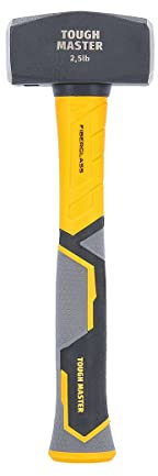 TOUGH MASTER Club Hammer 2.5lb (1.1 kg) Heavy Duty C45 Forged Steel Head Fiberglass Shaft Non Slip Grip Shock-Absorbing Handle TPR Finish Long Handled Extra Large Club Hammer Demolition Construction
