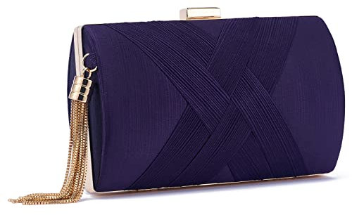 ZOUIQSS Pochette Donna,Pochette da sera Borsa da sera con frange,Borsa a tracolla Pochette da cerimonia nuziale Elegante Clutch con a catena(Purple)