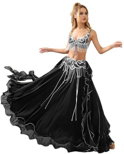 ROYAL SMEELA Magdansare kostymer professionella för kvinnor magdans kläder för damer magdans kläder dam magdans kostym set magdans kostym magdans kostym set magdans kostym, Svart, S