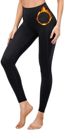 Sillictor Fleece Lined Leggings Women Winter Sports Thermal Tights for Women Yoga Running Gym Leggings Womens High Waist Warm Ladies Thermal Long Johns Pockets Quick Dry High Wickin 2366 Black S