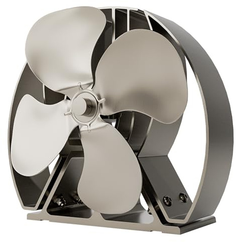 Viking Air Stove Fan and Stove Top Fan with Twin Fragrance Dispenser - 4-Blade Air Freshener & Aroma Diffuser for Homes, Enhanced with Heat-Driven Circulation Technology (Stainless Steel)