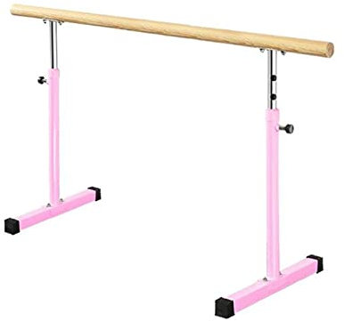 Barre-Ballettstange, freistehend und tragbar, pulverbeschichtete Stahlrohre in Holzoptik für Stretch-Tanz- und Gleichgewichtsübungen (Farbe: Weiß, Größe: 1,5 m)