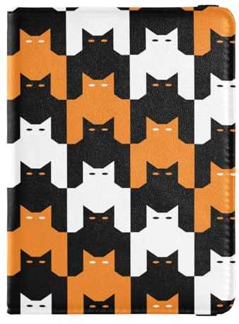 Custodia per passaporto in pelle PU Combo ultra sottile copertura per passaporto per donne uomini carino passaporto libro viaggio gatto modello Halloween colori si ripete senza soluzione di