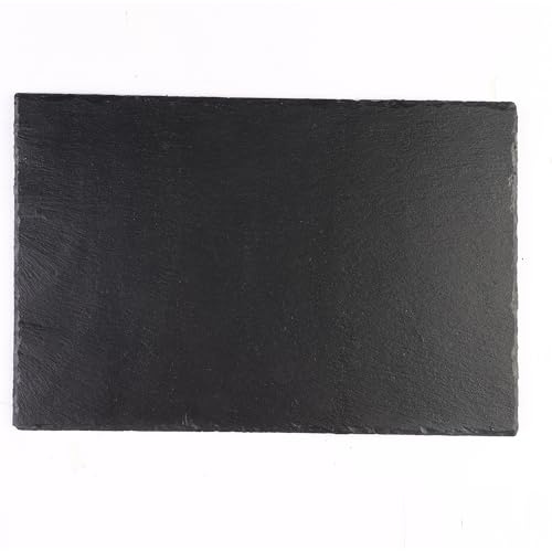 H HOKIZU Natural Black Slate Basking Platform & Feeding Rock for Reptiles - 2 Pack 12x8 Sunbathing Stone & Food Dish for Bearded Dragons, Turtles, Lizards, Snakes Terrarium - Heat Retaining