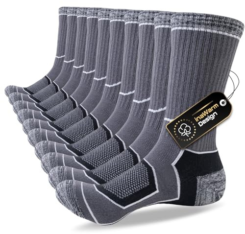 inaWarm Calcetines para hombre 43-46 37-42 47-50, calcetines de senderismo de algodón transpirable, calcetines deportivos, calcetines acolchados, calcetines de trekking, calcetines para zapatillas de