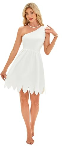 Leevuyu Vestido de mujer de las cavernas para adultos, disfraz de Halloween para parejas, color blanco, talla L